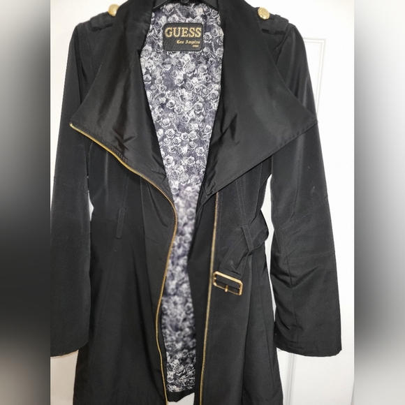 GUESS Raincoat/Jacket With Gold Accents Size Small - Picture 7 of 9